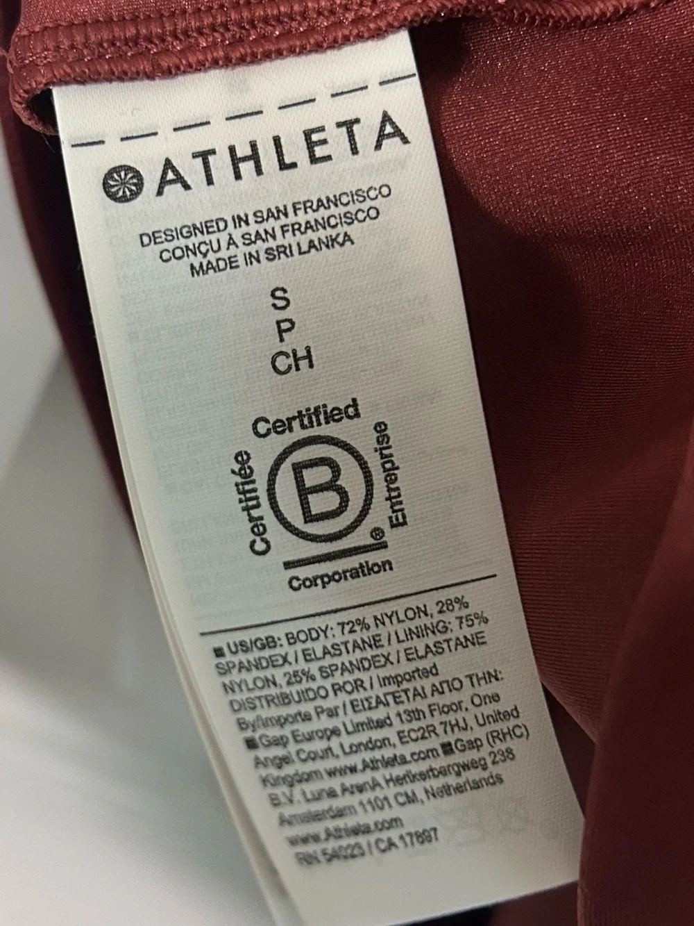 NWT ATHLETA Purpose Crop Sports Bra D-DD- Red Rock Matte Sheen/ Size Small